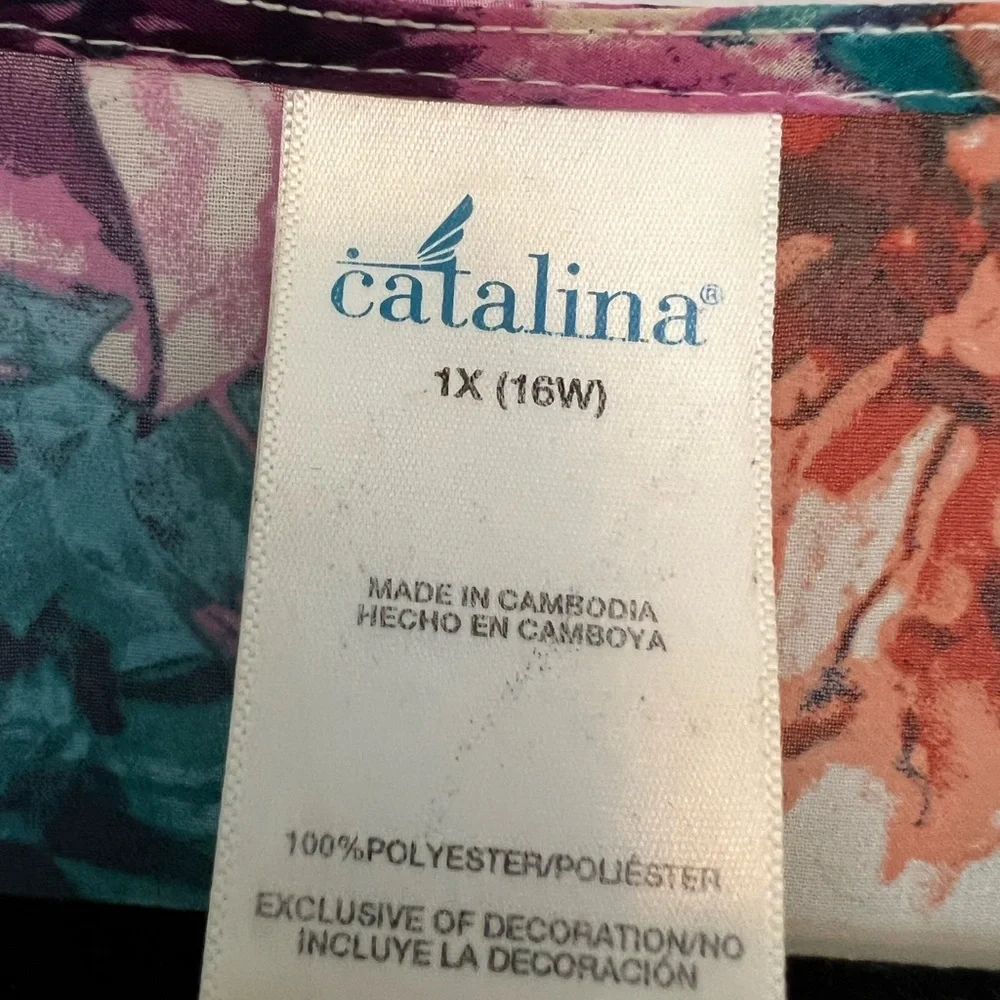 Catalina Multicolor Floral Swim Coverup‎ Size 1X (16W)